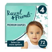 Rascal + Friends Premium Diapers Size 4, 72 Count (Select for More Options)